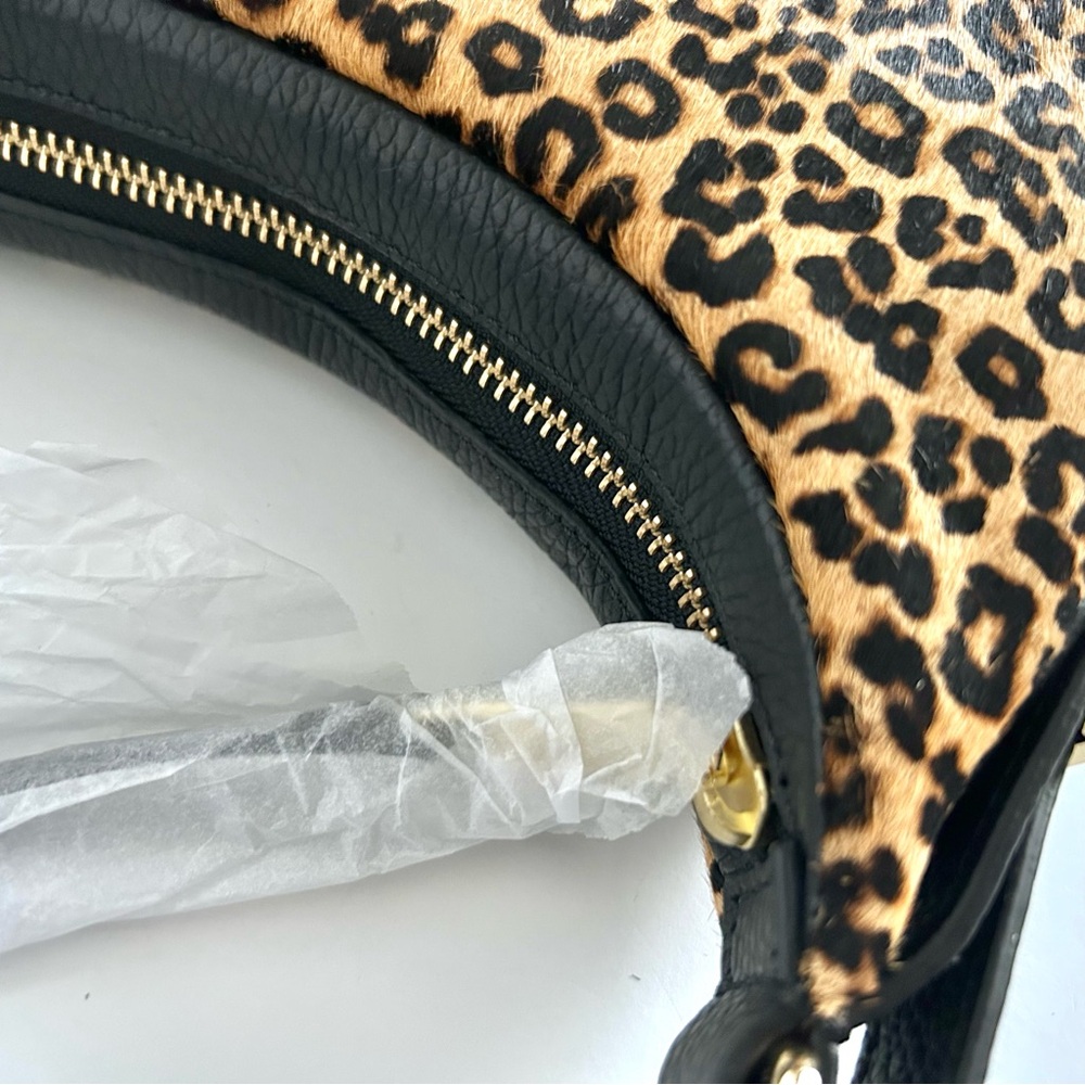 🍂NWT Talbots Leopard Calf Hair Crescent Shoulder Bag - Picture 11 of 13